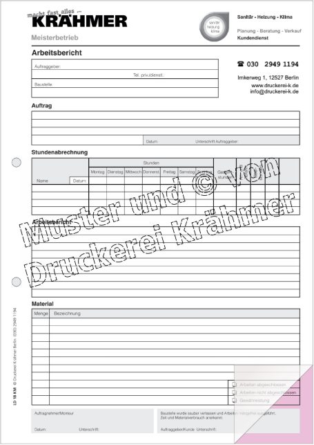 Formular von Krähmer mit Felder für Name, Adresse und weitere Angaben.