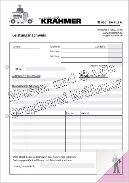 Formular für Leistungsgenehmigung von Krähmer mit mehreren auszufüllenden Feldern.