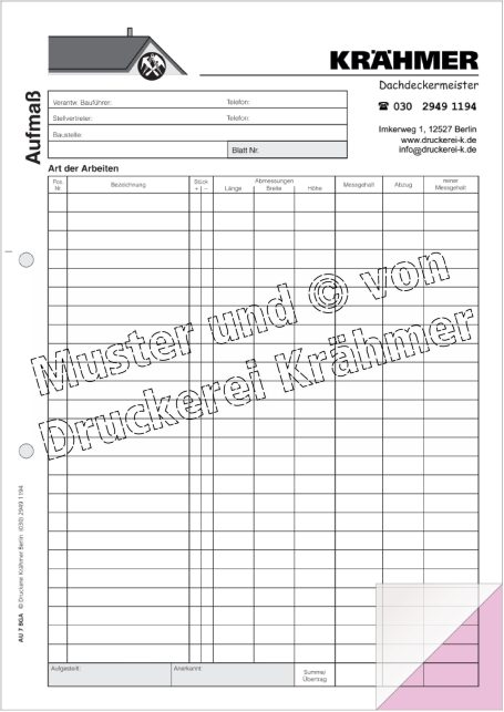 Formular von Krähmer für Dateneingabe und -verwaltung mit Zeilen und Feldern.