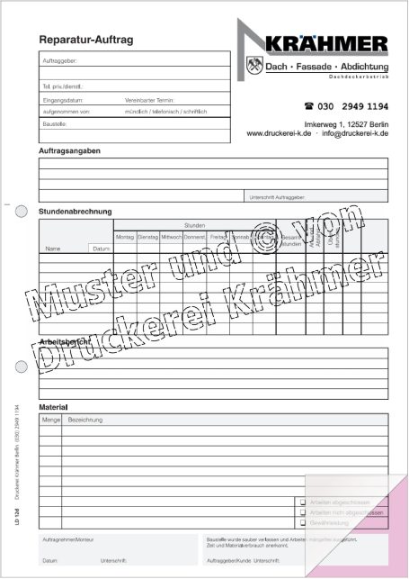 Formular zur Registrierung mit Feldern für persönliche Daten und Unterschrift.