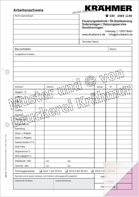 Formular für Rechnungsstellung, mit Platz für Adressdaten und Rechnungspositionen.